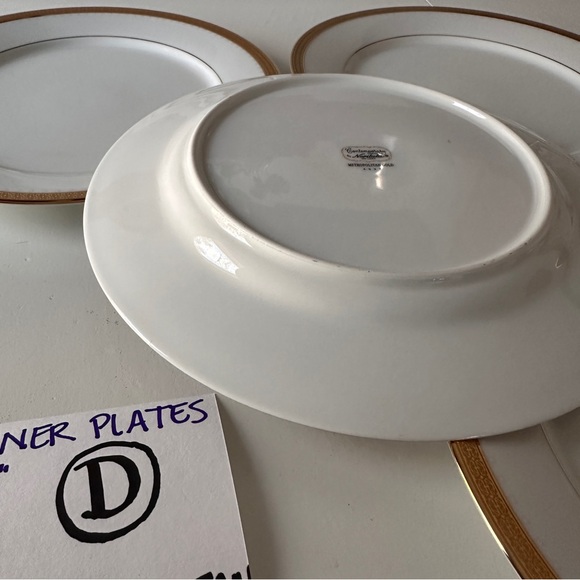 4 Noritake Dinner Plates 10" METROPOLITAN GOLD Encrusted Band China Contemporary - Picture 12 of 16